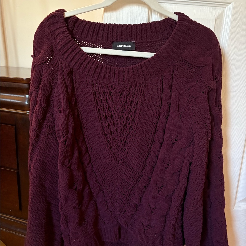 Express Women's Deep Burgundy Sweater